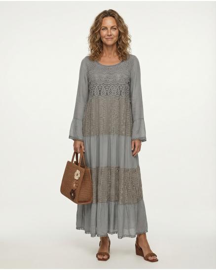 Spitzenkleid mit Seide in braun von Spaziodonna