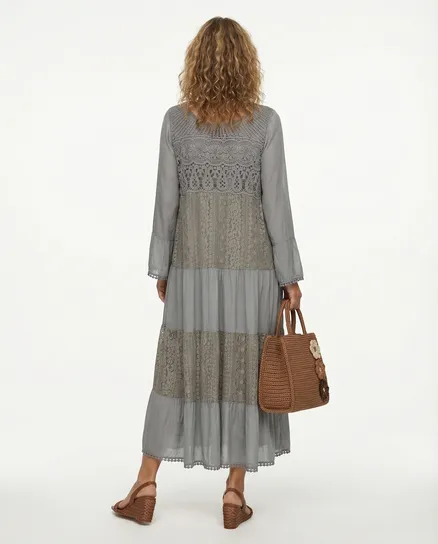 Spitzenkleid mit Seide in braun von Spaziodonna
