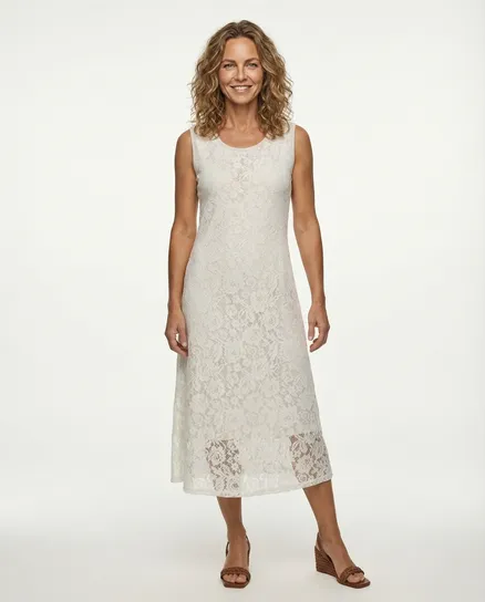 Spitzenkleid mit Seide in creme von Diana