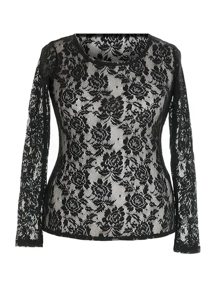 Spitzenshirt in schwarz von FASHION