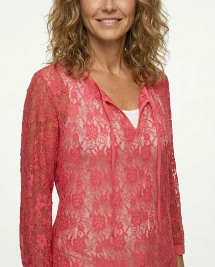 Spitzenshirt Floral in koralle von RESTART