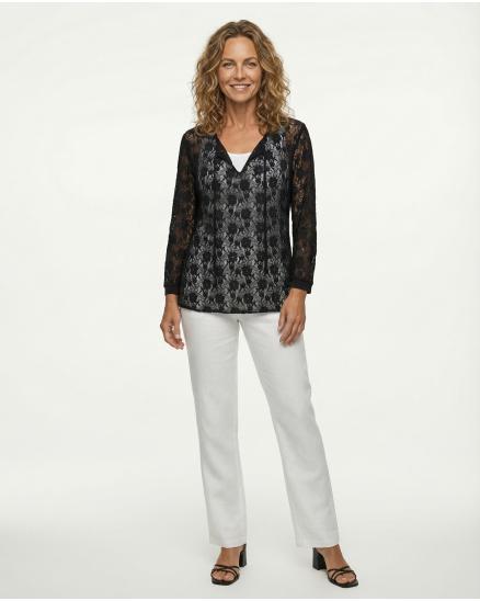 Spitzenshirt Floral in schwarz von RESTART