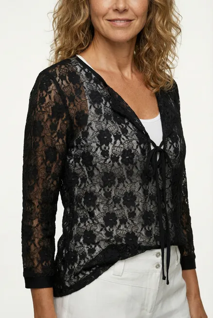 Spitzenshirt Floral in schwarz von RESTART