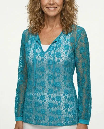 Spitzenshirt Floral in t�rkis von RESTART