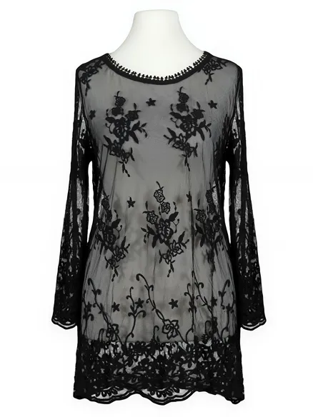 Spitzenshirt mit Seide in schwarz von Spaziodonna