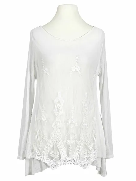 Spitzenshirt mit Seide in wei� von Spaziodonna