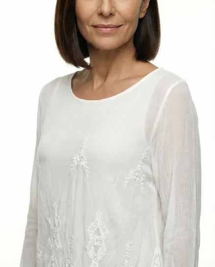 Spitzenshirt mit Seide in wei� von Spaziodonna
