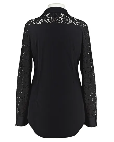 Jersey Bluse mit Spitze in schwarz von Esvivid