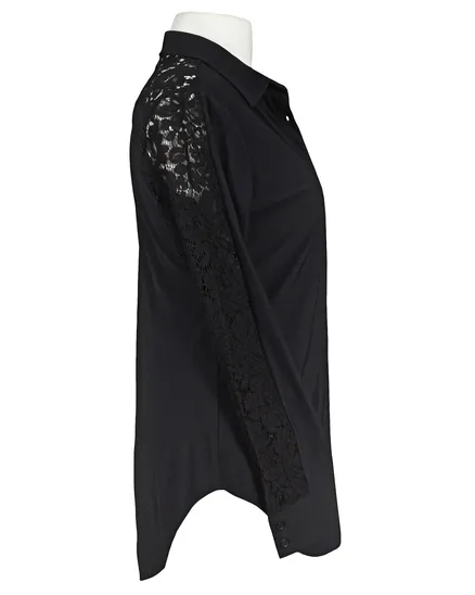 Jersey Bluse mit Spitze in schwarz von Esvivid