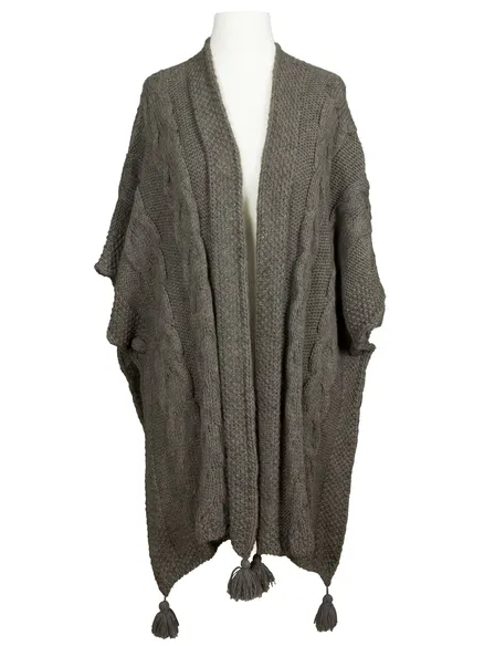 Strick Cape mit Quasten in braun von Montan