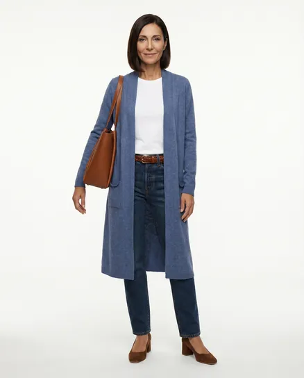 Strickh�lle lang in jeansblau von Spaziodonna