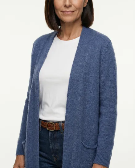 Strickh�lle lang in jeansblau von Spaziodonna