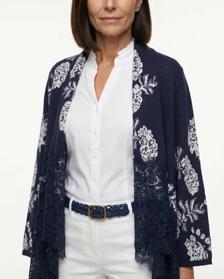 Strickh�lle mit Blumenmuster in blau von Beauty Women