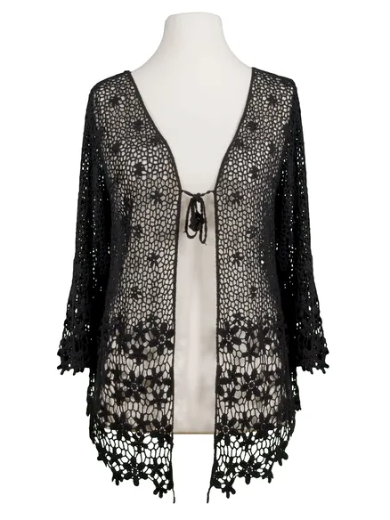 Strickjacke Makramee in schwarz von RESTART