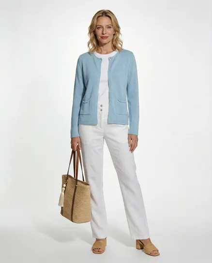 Strickjacke Baumwolle in hellblau von Selected Touch