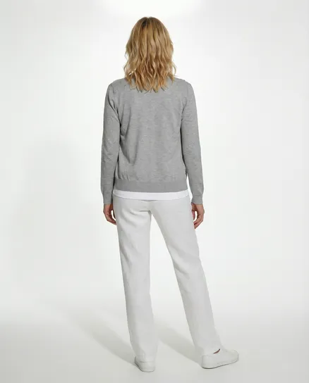 Strickjacke Bl�tenstickerei in grau von Lamer & Co