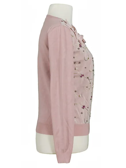 Strickjacke Bl�tenstickerei in rosa von Lamer & Co