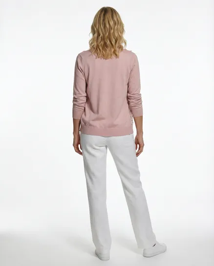 Strickjacke Bl�tenstickerei in rosa von Lamer & Co