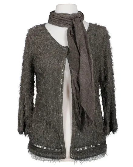 Strickjacke Flauschstrick 2-tlg. in braun von Spaziodonna