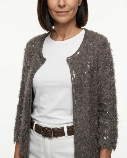 Strickjacke Flauschstrick 2-tlg. in braun von Spaziodonna