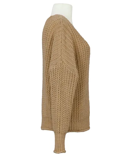 Strickjacke Grobstrick in camel von Made in Italy