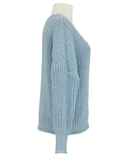 Strickjacke Grobstrick in hellblau von Made in Italy