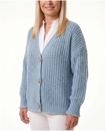 Strickjacke Grobstrick in hellblau von Made in Italy