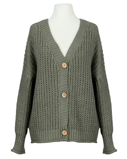 Strickjacke Grobstrick in khaki von Made in Italy