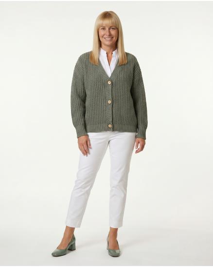 Strickjacke Grobstrick in khaki von Made in Italy