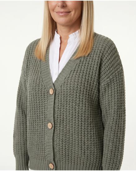 Strickjacke Grobstrick in khaki von Made in Italy
