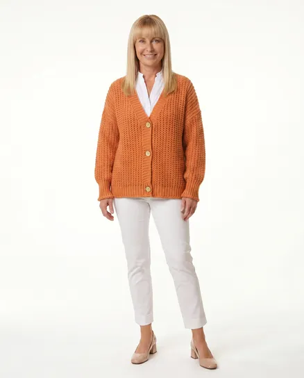 Strickjacke Grobstrick in orange von Made in Italy