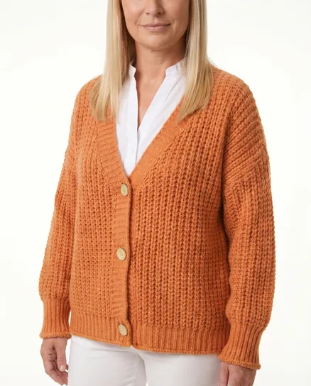 Strickjacke Grobstrick in orange von Made in Italy