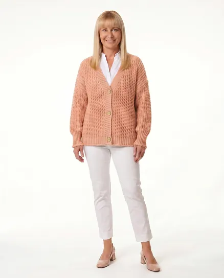 Strickjacke Grobstrick in peach von Made in Italy