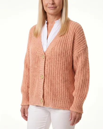 Strickjacke Grobstrick in peach von Made in Italy