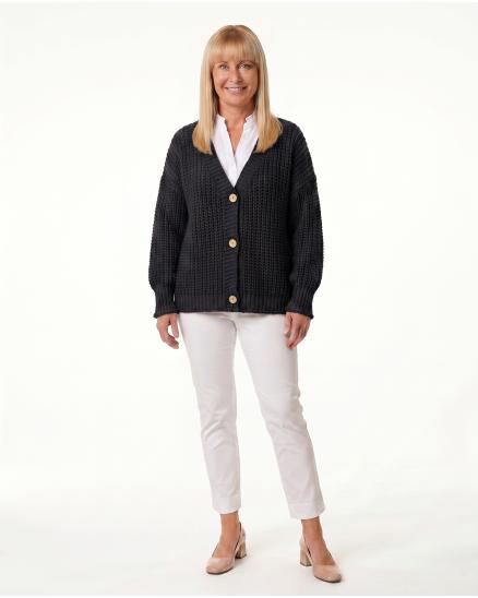 Strickjacke Grobstrick in schwarz von Made in Italy