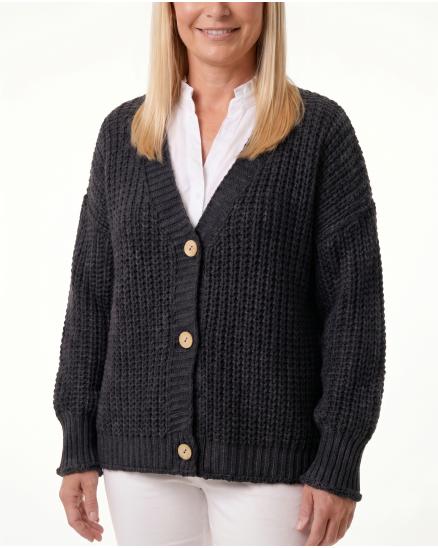 Strickjacke Grobstrick in schwarz von Made in Italy