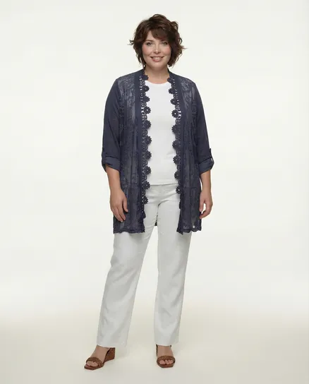 Strickjacke H�kelspitze in blau von Be Charnelle