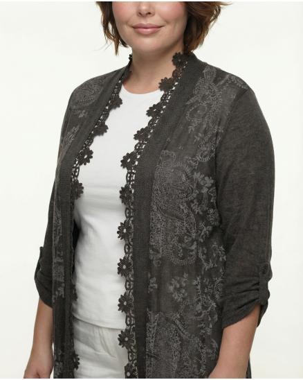 Strickjacke H�kelspitze in braun von Be Charnelle