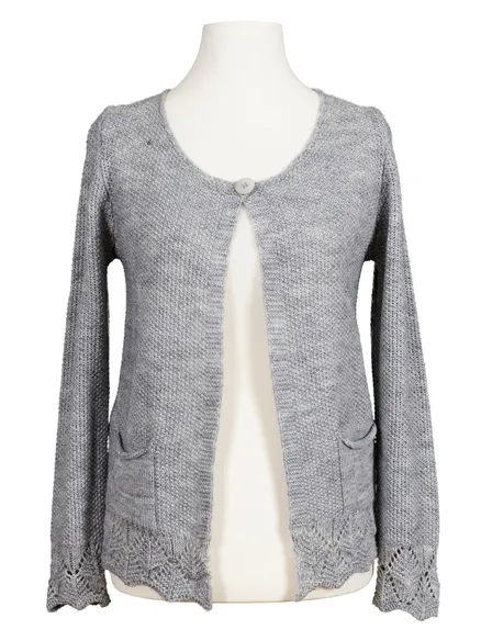 Strickjacke mit Ajourmuster in grau von Spaziodonna