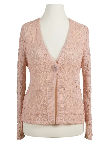 Strickjacke mit Ajourmuster in rosa von Diana