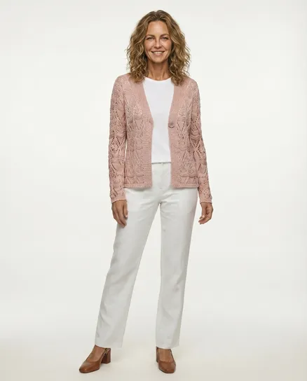Strickjacke mit Ajourmuster in rosa von Diana