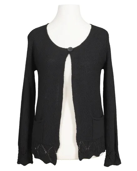 Strickjacke mit Ajourmuster in schwarz von Spaziodonna