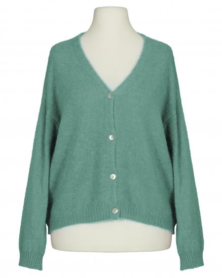 Strickjacke mit Alpaka in aqua von Made in Italy