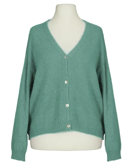 Strickjacke mit Alpaka in aqua von Made in Italy