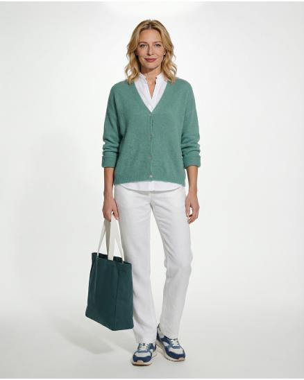 Strickjacke mit Alpaka in aqua von Made in Italy