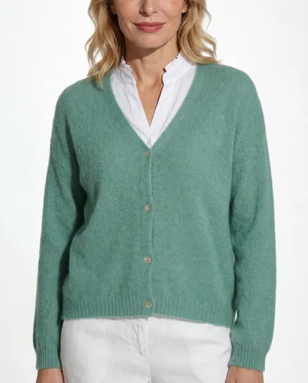 Strickjacke mit Alpaka in aqua von Made in Italy