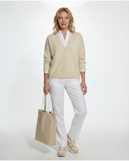 Strickjacke mit Alpaka in beige von Made in Italy