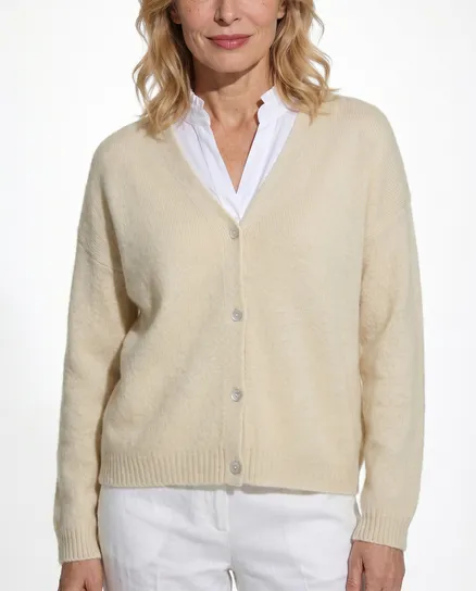 Strickjacke mit Alpaka in beige von Made in Italy