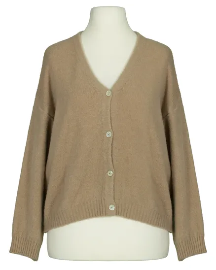 Strickjacke mit Alpaka in camel von Made in Italy
