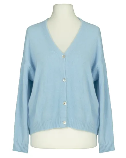 Strickjacke mit Alpaka in hellblau von Made in Italy